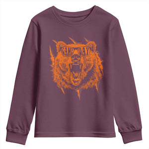 Funny Grizzly Bear Sport Fan Game Day Youth Sweatshirt TS11 Maroon Print Your Wear