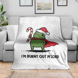 Funny Christmas Frog Knight Throw Blanket I Am Burnt Out M Lord Medieval Meme Candy Cane TS11 Print Your Wear