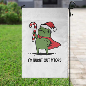 Funny Christmas Frog Knight Garden Flag I Am Burnt Out M Lord Medieval Meme Candy Cane TS11 Print Your Wear