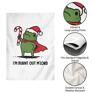 Funny Christmas Frog Knight Garden Flag I Am Burnt Out M Lord Medieval Meme Candy Cane TS11 Print Your Wear