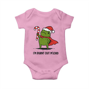 Funny Christmas Frog Knight Baby Onesie I Am Burnt Out M Lord Medieval Meme Candy Cane TS11 Light Pink Print Your Wear