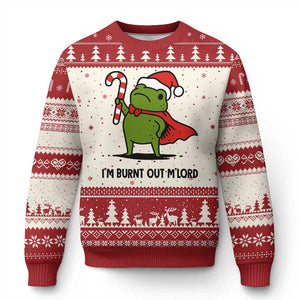 Funny Xmas Frog Knight Ugly Christmas Sweater I Am Burnt Out M Lord Medieval Meme Candy Cane TS11 Beige Red Print Your Wear