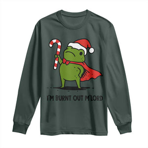 Funny Christmas Frog Knight Long Sleeve Shirt I Am Burnt Out M Lord Medieval Meme Candy Cane TS11 Dark Forest Green Print Your Wear