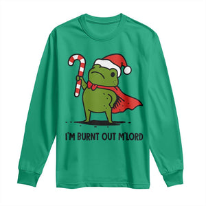 Funny Christmas Frog Knight Long Sleeve Shirt I Am Burnt Out M Lord Medieval Meme Candy Cane TS11 Irish Green Print Your Wear
