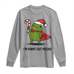 Funny Christmas Frog Knight Long Sleeve Shirt I Am Burnt Out M Lord Medieval Meme Candy Cane TS11 Sport Gray Print Your Wear