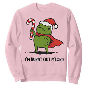 Funny Christmas Frog Knight Sweatshirt I Am Burnt Out M Lord Medieval Meme Candy Cane TS11 Light Pink Print Your Wear