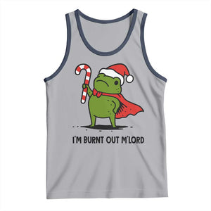 Funny Christmas Frog Knight Tank Top I Am Burnt Out M Lord Medieval Meme Candy Cane TS11 Athletic Heather Navy Print Your Wear