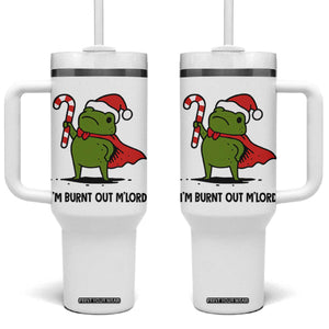 Funny Christmas Frog Knight Tumbler With Handle I Am Burnt Out M Lord Medieval Meme Candy Cane TS11 One Size: 40 oz White Print Your Wear