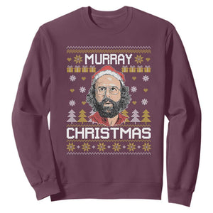 Funny Murray Christmas Sweatshirt Stranger Xmas Things Holiday Movie TS11 Maroon Print Your Wear