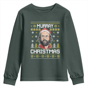 Funny Murray Christmas Youth Sweatshirt Stranger Xmas Things Holiday Movie TS11 Dark Forest Green Print Your Wear