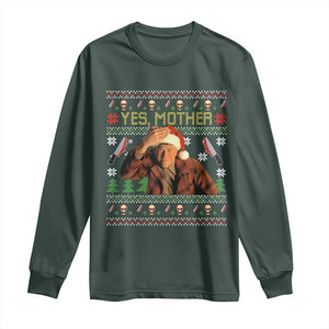 Ed Gein Christmas Long Sleeve Shirt Funny Yes Mother Xmas Serial Killer TS11 Dark Forest Green Print Your Wear