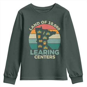 Funny Land Of 10000 Learing Center Youth Sweatshirt Anti Scam Awareness TS11 Dark Forest Green Print Your Wear