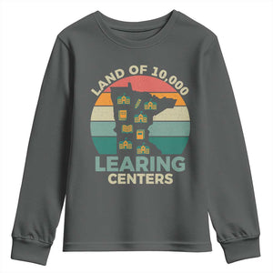 Funny Land Of 10000 Learing Center Youth Sweatshirt Anti Scam Awareness TS11 Dark Heather Print Your Wear