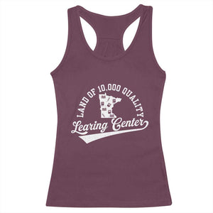 Funny Land Of 10000 Learing Center 2025 Racerback Tank Top Anti Scam Awareness School Quote TS11 Maroon Print Your Wear