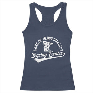 Funny Land Of 10000 Learing Center 2025 Racerback Tank Top Anti Scam Awareness School Quote TS11 Navy Print Your Wear