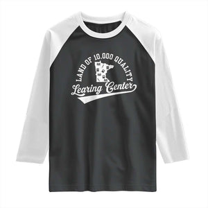 Funny Land Of 10000 Learing Center 2025 Raglan Shirt Anti Scam Awareness School Quote TS11 Black White Print Your Wear