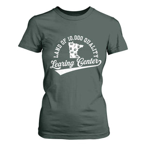 Funny Land Of 10000 Learing Center 2025 T Shirt For Women Anti Scam Awareness School Quote TS11 Dark Forest Green Print Your Wear