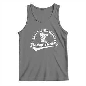 Funny Land Of 10000 Learing Center 2025 Tank Top Anti Scam Awareness School Quote TS11 Black Heather Print Your Wear