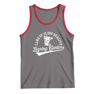 Funny Land Of 10000 Learing Center 2025 Tank Top Anti Scam Awareness School Quote TS11 Deep Heather Red Print Your Wear