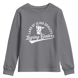 Funny Land Of 10000 Learing Center 2025 Youth Sweatshirt Anti Scam Awareness School Quote TS11 Charcoal Print Your Wear