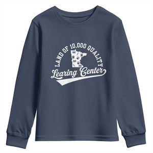 Funny Land Of 10000 Learing Center 2025 Youth Sweatshirt Anti Scam Awareness School Quote TS11 Navy Print Your Wear