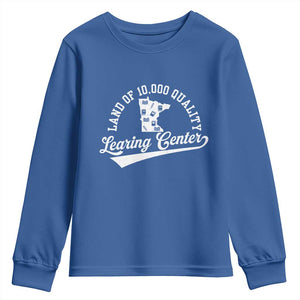 Funny Land Of 10000 Learing Center 2025 Youth Sweatshirt Anti Scam Awareness School Quote TS11 Royal Blue Print Your Wear