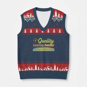 Funny Quality Learing Center For Kids Who Cant Reed Good V-Neck Knit Sweater Vest Anti Scam Awareness TS11 Navy Red Print Your Wear