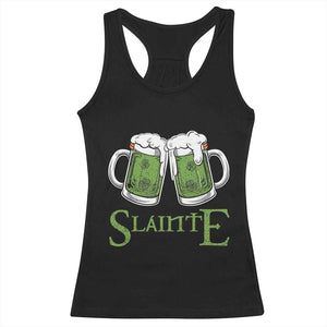 Funny Irish Beer Drinking Racerback Tank Top Slainte St Patrick's Day Shamrock Beer Mugs TS11 Black Print Your Wear