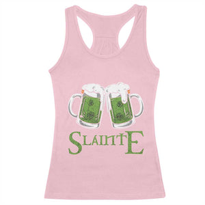 Funny Irish Beer Drinking Racerback Tank Top Slainte St Patrick's Day Shamrock Beer Mugs TS11 Light Pink Print Your Wear