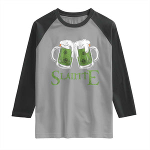 Funny Irish Beer Drinking Raglan Shirt Slainte St Patrick's Day Shamrock Beer Mugs TS11 Sport Gray Black Print Your Wear