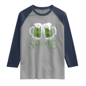 Funny Irish Beer Drinking Raglan Shirt Slainte St Patrick's Day Shamrock Beer Mugs TS11 Sport Gray Navy Print Your Wear