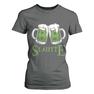 Funny Irish Beer Drinking T Shirt For Women Slainte St Patrick's Day Shamrock Beer Mugs TS11 Dark Heather Print Your Wear