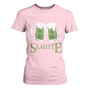 Funny Irish Beer Drinking T Shirt For Women Slainte St Patrick's Day Shamrock Beer Mugs TS11 Light Pink Print Your Wear