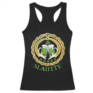 Funny Irish Beer Drinking St Patrick's Day Slainte Racerback Tank Top Claddagh Ring Celtic Shamrock TS11 Black Print Your Wear
