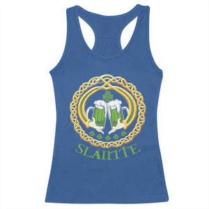 Funny Irish Beer Drinking St Patrick's Day Slainte Racerback Tank Top Claddagh Ring Celtic Shamrock TS11 Royal Blue Print Your Wear
