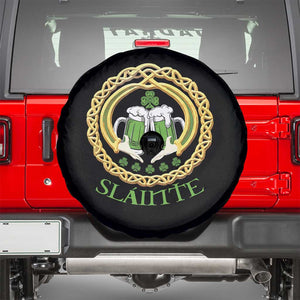 Funny Irish Beer Drinking St Patrick's Day Slainte Spare Tire Cover Claddagh Ring Celtic Shamrock TS11 Black Print Your Wear