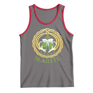 Funny Irish Beer Drinking St Patrick's Day Slainte Tank Top Claddagh Ring Celtic Shamrock TS11 Deep Heather Red Print Your Wear