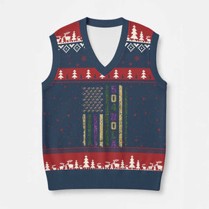 Funny Mardi Gras New Orleans Louisiana V-Neck Knit Sweater Vest 504 Nola Area Code Glitter Print American Flag TS11 Navy Red Print Your Wear