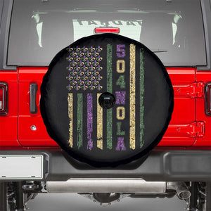 Funny Mardi Gras New Orleans Louisiana Spare Tire Cover 504 Nola Area Code Glitter Print American Flag TS11 Black Print Your Wear