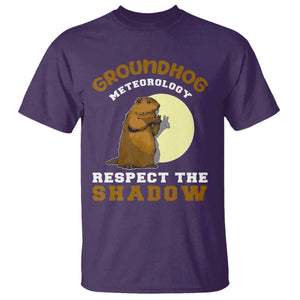 Funny Groundhog Day T Shirt Groundhog Meteorology Respect The Shadow TS11 Purple Print Your Wear