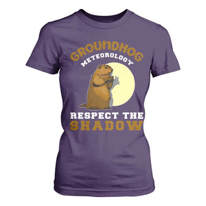 Funny Groundhog Day T Shirt For Women Groundhog Meteorology Respect The Shadow TS11 Purple Print Your Wear
