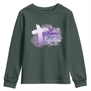 Ash Wednesday Youth Sweatshirt Lent A Season Of Reflection Ashes Cross Christian Religious TS11 Dark Forest Green Print Your Wear