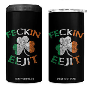 Funny Feckin Eejit 4 in 1 Can Cooler Tumbler Ireland Irish Slang Shamrock St Patrick's Day TS11 One Size: 16 oz Black Print Your Wear
