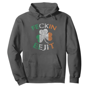 Funny Feckin Eejit Hoodie Ireland Irish Slang Shamrock St Patrick's Day TS11 Dark Heather Print Your Wear