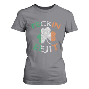 Funny Feckin Eejit T Shirt For Women Ireland Irish Slang Shamrock St Patrick's Day TS11 Charcoal Print Your Wear