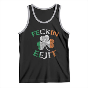 Funny Feckin Eejit Tank Top Ireland Irish Slang Shamrock St Patrick's Day TS11 Black Athletic Heather Print Your Wear