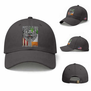 Irish Americans Baseball Cap Irish By Blood American By Birth Patriot By Choice Celtic Cross TS11 Baseball Cap Universal Fit Dark Gray Print Your Wear