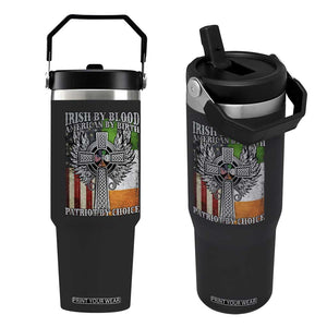 Irish Americans Flip Straw Tumbler Irish By Blood American By Birth Patriot By Choice Celtic Cross TS11 One Size: 30 oz Black Print Your Wear