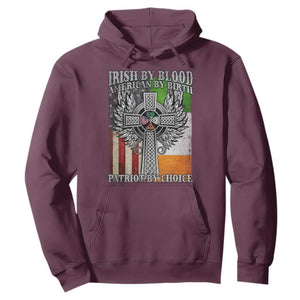 Irish Americans Hoodie Irish By Blood American By Birth Patriot By Choice Celtic Cross TS11 Maroon Print Your Wear
