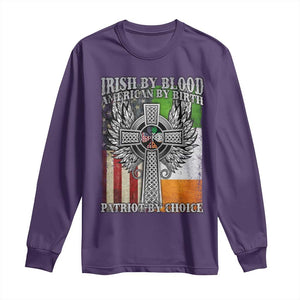 Irish Americans Long Sleeve Shirt Irish By Blood American By Birth Patriot By Choice Celtic Cross TS11 Purple Print Your Wear